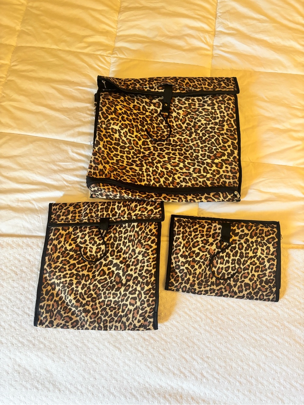 Leopard Print Travel Organizer Pouch Set - 3 Pack
